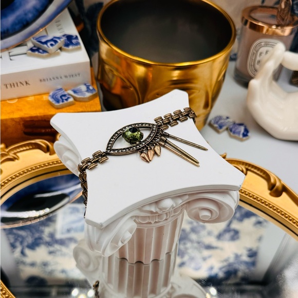 🆕 LULU FROST 🧿 NWOT Evil Eye Mint and Black Glass Lookout Charm Bracelet - Picture 5 of 14